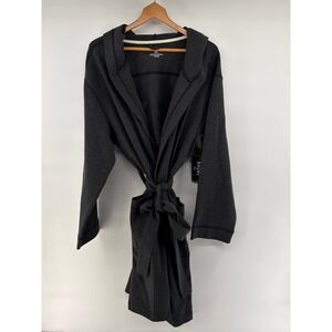Rhone Men's Black Heather Cotton Blend Heritage Midweight Hooded Robe S/M NWT